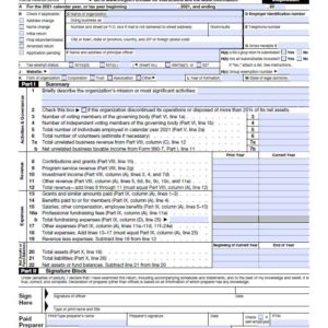 Form 990, Return of Organization Exempt from Income Tax